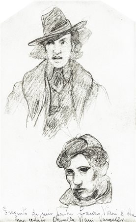 LORENZO VIANI Viareggio 1882 - Ostia (RM) 1936 Studio di volti/ figura con...