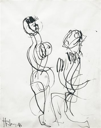 GIOVANNI STRADONE Nola 1911 - Roma 1981 Figure, 1944 China su carta, 28 x 22...