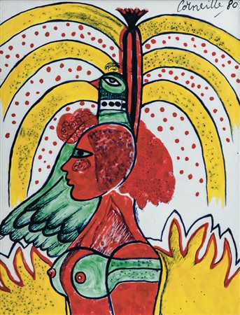 GUILLAUME CORNEILLE Liegi 1922 – Auvers-sur-Oise 2010 Donna con pappagallo,...