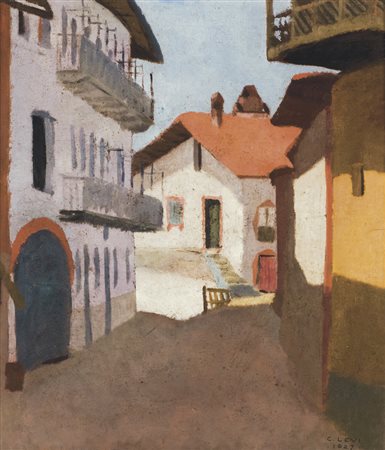 CARLO LEVI Torino 1902 - Roma 1975 Case di Lombardone, 1927 Olio su tavola,...
