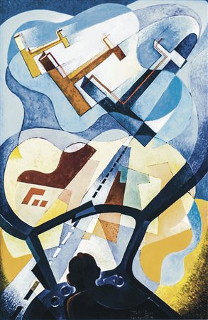 ITALO FERRO Torino 1880 - 1934 Aeropittura, Anni ‘20 Olio su tavola, 45,5 x...