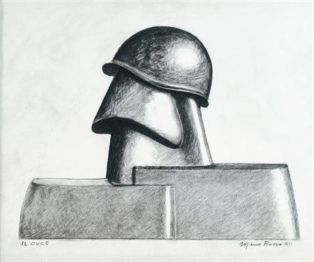 MINO ROSSO Castagnole Monferrato 1904 - Torino 1963 Il duce, 1934 Carboncino...