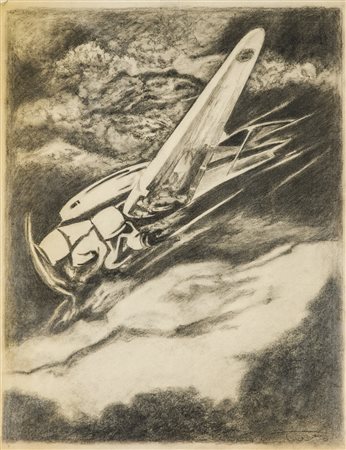 TATO Bologna 1896 - Roma 1974 Savoia Marchetti SM81 a quota 6000 (bozzetto...