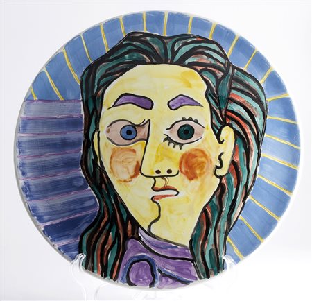 PABLO PICASSO Málaga 1881 – Mougins 1973 Volto maschile, 1953 Piatto in...