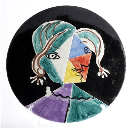 PABLO PICASSO Málaga 1881 – Mougins 1973 Volto femminile, 1951 Piatto in...
