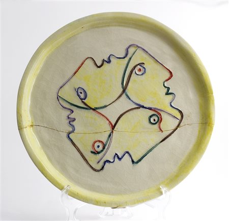 PABLO PICASSO Malaga 1881 – Mougins 1973 Volti, 1948 Piatto in ceramica...