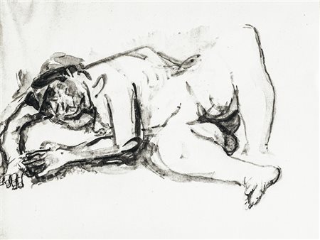 FAUSTO PIRANDELLO Roma, 1899 - 1975 Nudo disteso, 1943 circa Acquarello su...