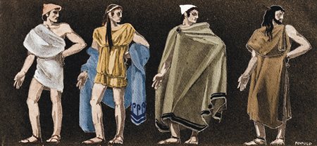 DUILIO CAMBELLOTTI Roma 1876 – 1960 Personaggi del popolo - Costumi per...