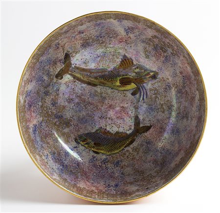 PIETRO MELANDRI Faenza, 1885 - 1976 Ciotola decorata con pesci su fondo...