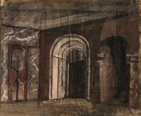 MARIO SIRONI Sassari 1885 - Milano 1961 Interno monumentale, 1937 - 40 circa...