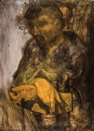 CORRADO CAGLI Ancona 1910 - Roma 1976 Ritratto maschile, 1953 Olio su tela,...