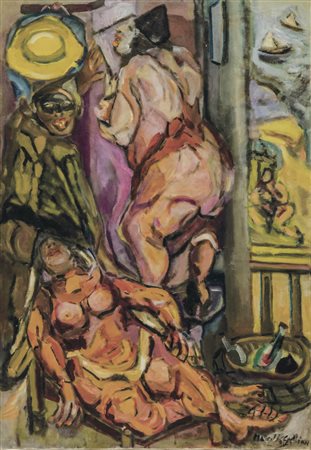 MARCELLO GALLIAN Roma 1902 – 1968 Cabina al mare, 1960 Olio su tela, cm 69,5...