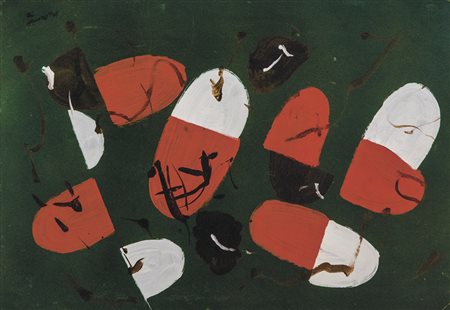 LUIGI MONTANARINI Firenze 1906 - Roma 1998 Astrazione, 1953 Olio su carta...