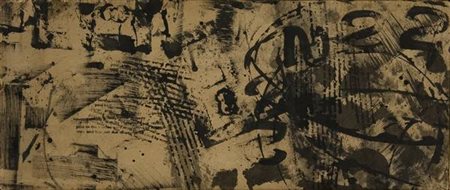 Fernandez Arman Cachet - 1962 inchiostro su carta applicata su tela cm. 21x50...