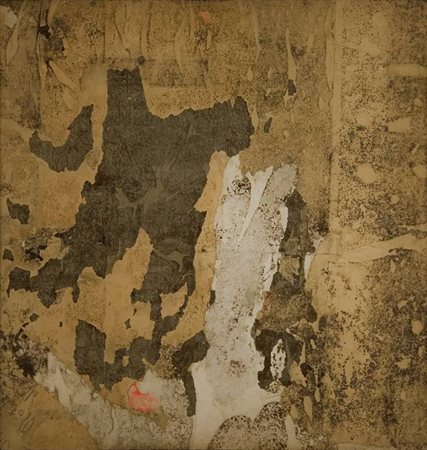 Mimmo Rotella Perduto - 1957 decollage su tavola di compensato cm. 44x42...