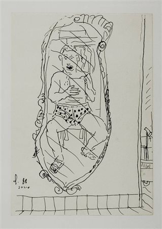 Jiri Georg Dokoupil Senza titolo - 1988 disegno a china su carta cm. 29x21...