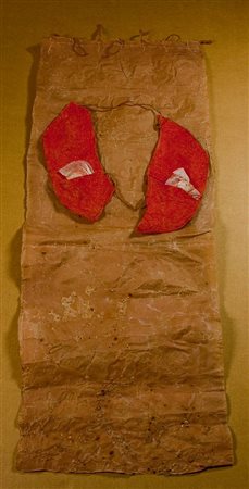 Alison Knowles Il fascino della carta - 1984 carta dipinta con semi, corda e...