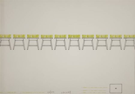 Enzo Cucchi Tavolo con prato litografia,es. 50/100 cm. 50x70 Firma in basso...