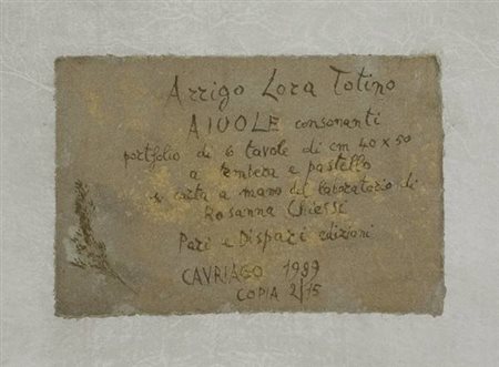 Arrigo Lora Totino Aiuole consonanti - 1989 cartella di 6 tavole a tempera e...