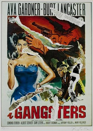 Mimmo Rotella Gangster - 2003 serigrafia e strappo su carta, es.69/100 cm....