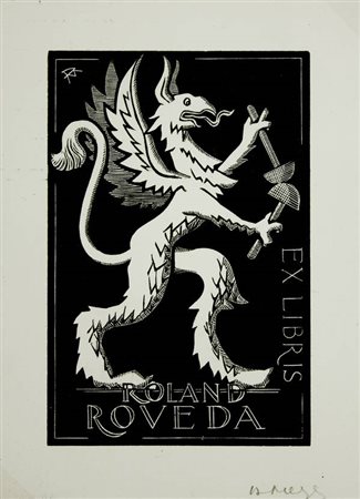 David Meyer Senza titolo xilografia cm. 11x8 Firma in basso a dx