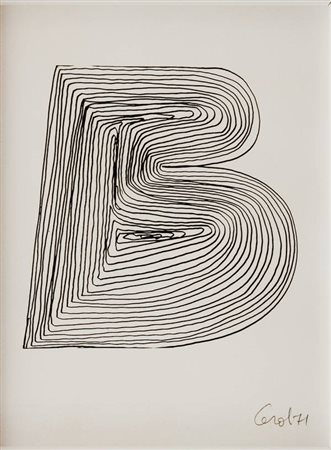 Mario Ceroli “B” - 1971 riproduzione fotolitografica a 1 colore, es....