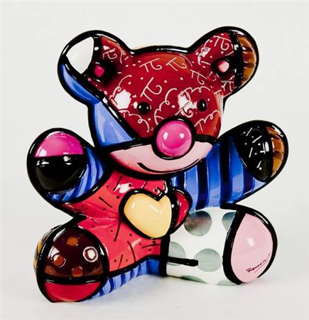 Romero Britto Happy bear scultura in plastica colorata, es. 2240/4000 cm....
