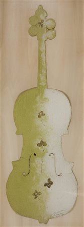 Charlotte Moorman Violoncelli - 1989 pittura e fiori su cartoncino fatto a...