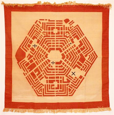 Massimo Uberti Città ideale 1/5 - 2004 tappeto kilim in lana cm. 160x150...