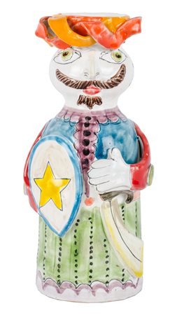 DE SIMONE VASO in ceramica dipinta raffigurante "personaggio". XX secolo...