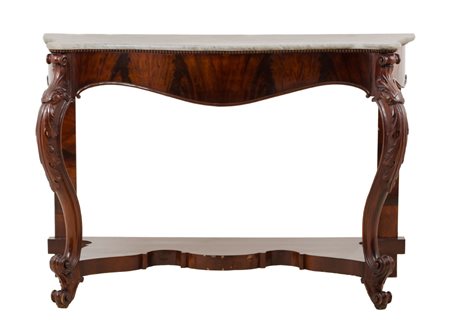 CONSOLE Luigi Filippo in mogano con piano in marmo bianco. XIX secolo Misure:...
