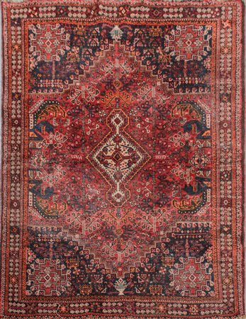 TAPPETO Qashqai Mecca, trama, ordito e velloin lana. Persia XX secolo Misure:...