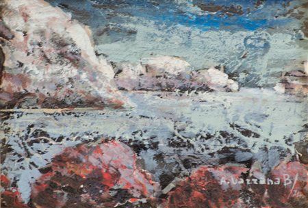 A. VAZZANA OLIO su cartone "paesaggio". Datato 1974 Misure: cm 11 x 15