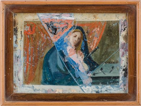 PITTURA su vetro "Madonna addolorata" (mancanze e difetti). Sicilia XIX...
