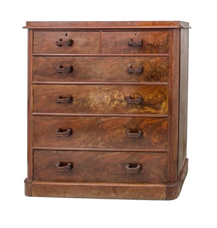 CASSETTONE in mogano e piuma di mogano a quattro cassetti con due cassettini....