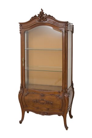 VETRINA Luigi Filippo ad un'anta in noce con ripiani in vetro. Sicilia primi...