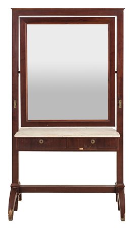 TOLETTA in mogano con due cassetti e piano in marmo bianco (rottura). Sicilia...