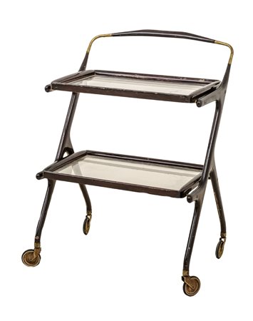 CARRELLINO servomuto in legno e metallo. Anni '60 Misure: cm 62 x 53 x h 88