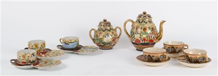 SERVIZIO da caffe' in porcellana decorata composto da CAFFETTIERA,...