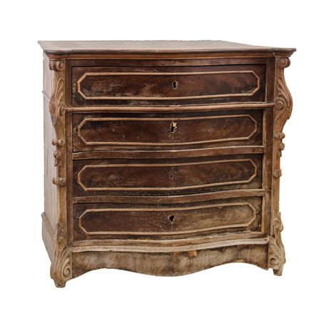 CASSETTONE Luigi Filippo a quattro cassetti in palissandro e noce. Napoli XIX...