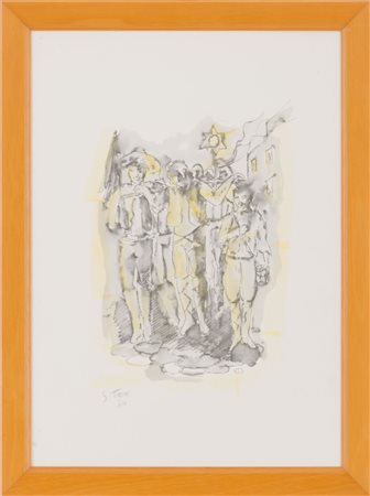 FIORE ACQUARELLO "personaggi". Datato 1984 Misure: cm 42 x 30