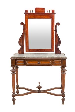 TOLETTA in noce con piano in marmo grigio incassato. Sicilia fine '800...
