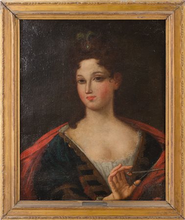 OLIO su tela "gentildonna". Italia XVIII secolo Misure: cm 64 x 50