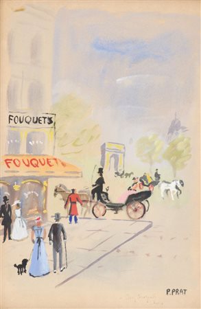 P. PRAT PASTELLO "centro cittadino". XX secolo Misure: cm 42 x 29