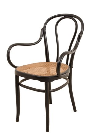 POLTRONA in faggio con seduta in finocchino. Primi '900 Misure: cm 59 x 57 x...