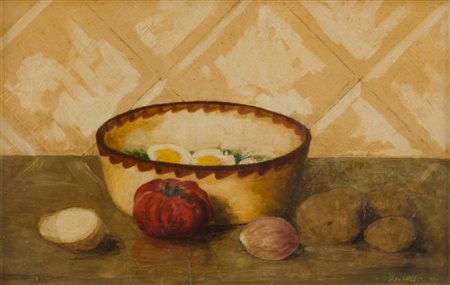 P. MORELLI OLIO "natura morta". XX secolo Misure: cm 29,5 x 45