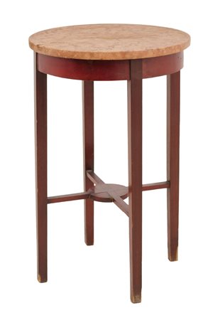 TAVOLINO Liberty in mogano con piano in marmo rosso di Verona. Sicilia primi...