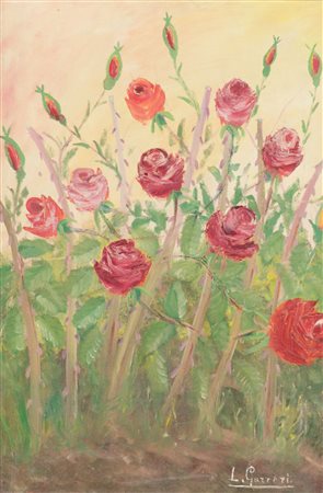 L. GURRERI OLIO su tela "rose". XX secolo Misure: cm 60 x 40