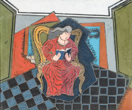 PIPPO ORIANI (Torino 1909 - Roma 1972) ENCAUSTO E GRAFFITO su cartone gessato...