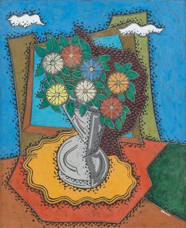 PIPPO ORIANI (Torino 1909 - Roma 1972) ENCAUSTO E GRAFFITO su cartone gessato...